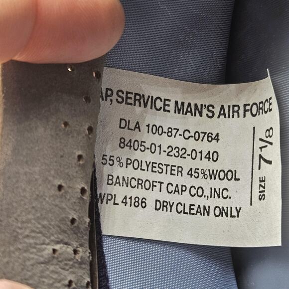 Vintage US Air Force Hat 7 1/8 Blue Bancroft Dress Military 80s - Picture 7 of 8